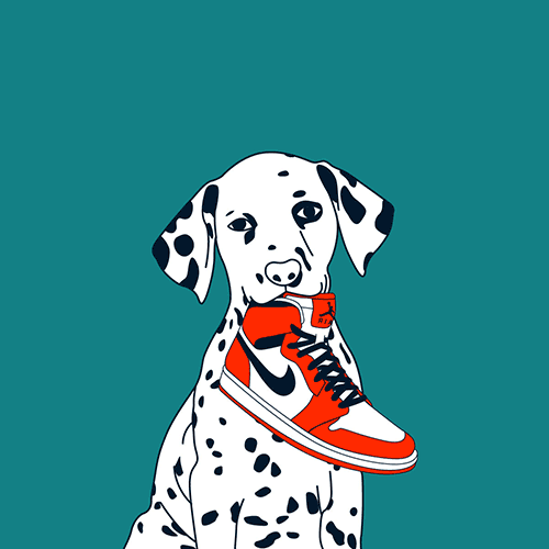 dog holding shoe illustration