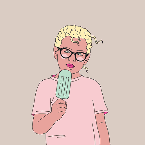 digital illustration of a girl eating popcicle